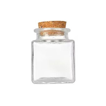 Square Glass Jam Jar with Cork